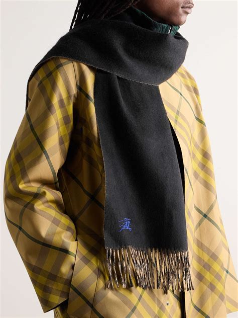 burberry logo-embroidered fringed cashmere scarf|burberry cashmere scarf outlet.